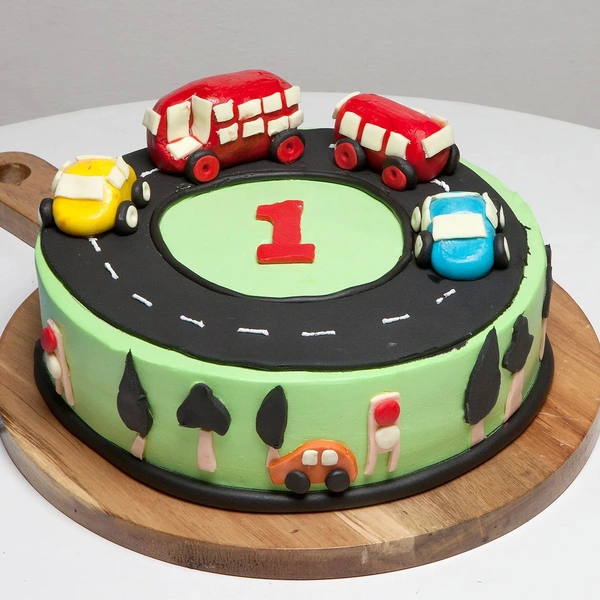 Racetrack First Birthday Vanilla Cake - 2 Pound