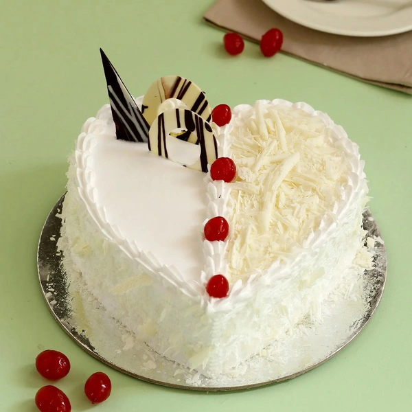 Heart Shape White Forest Cake - 2 Pound