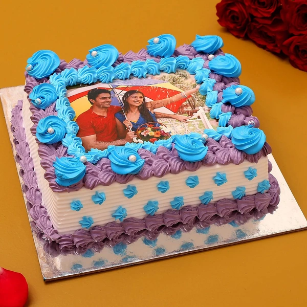 Couple Love Photo Cream Cake - 2 Pound