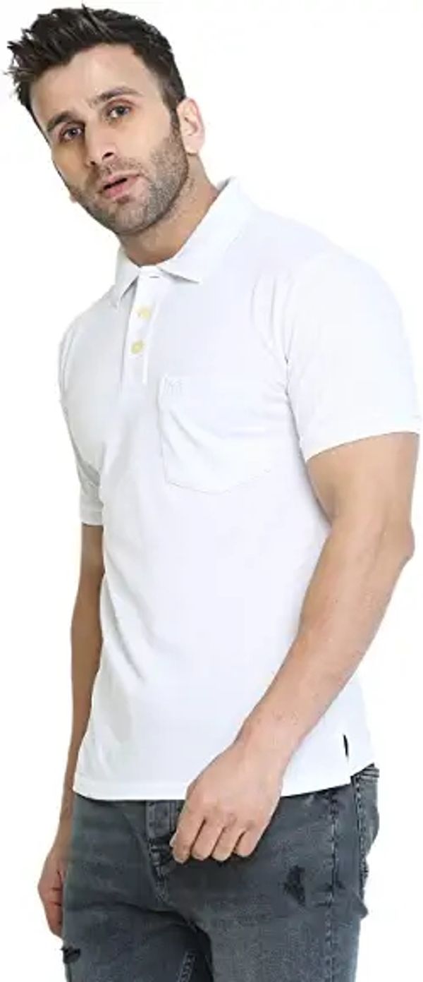 BUY 2 GET 500 OFF. Solid Polo neck T-SHIRT  With pocket  - White And Drak Black, 2, XXL