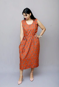 Mom's Kurtiz by Neil Maternity Western Style Dress - Brown, 42, Premium Quality Rayon Cotton