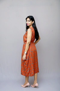 Mom's Kurtiz by Neil Maternity Western Style Dress - Brown, 42, Premium Quality Rayon Cotton