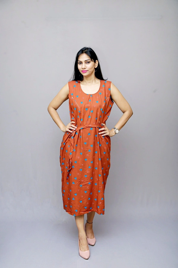 Mom's Kurtiz by Neil Maternity Western Style Dress - Brown, 42, Premium Quality Rayon Cotton