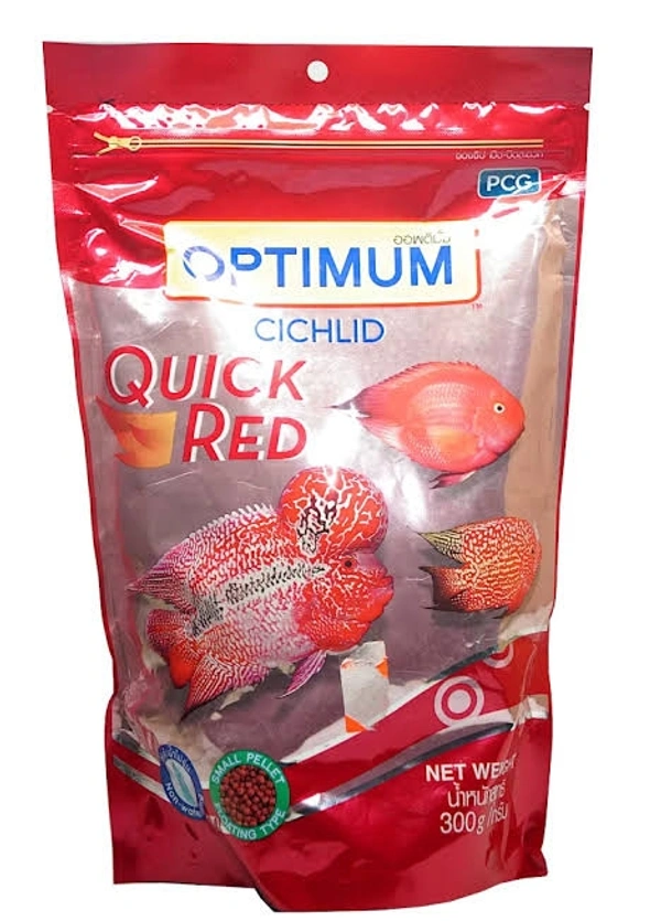 OPTIMUM QUICK RED FISH FOOD | SUITABLE FOR ALL CICHLID AND HORN FISH | LARGE PELLET