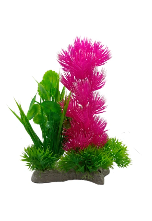 Artificial Plastic Made Showpiece Plant For Aquarium|Size: 8 Inch 