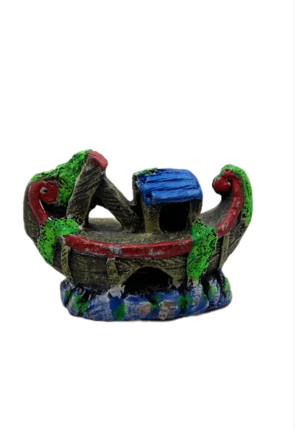 Old Sinking Boat Or Nao Or Ship Showpiece For Decorating Aquarium|Terracotta | 8 Inch 