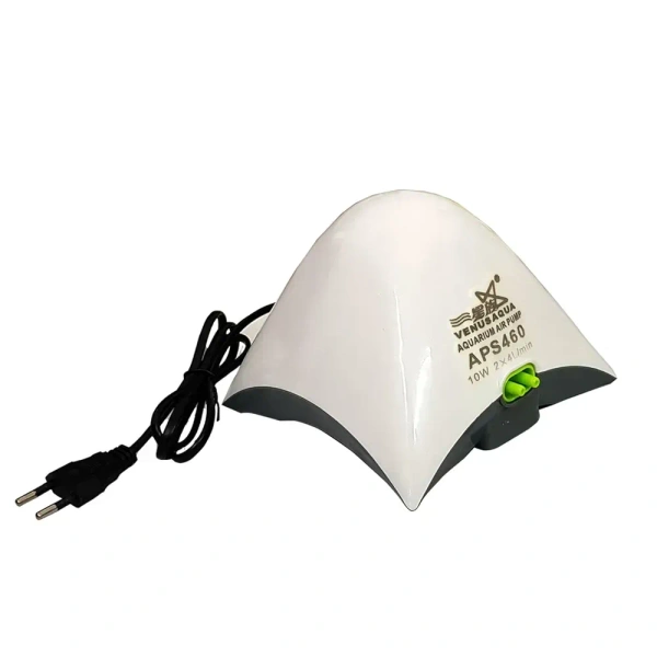Venus Aqua APS460 Dual Outlet Aquarium Air Pump – 10W Silent Oxygen Pump for Fish Tanks (2 Nos 4L/min Output, EU Plug)