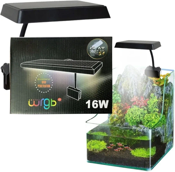 Aquarium & Terrarium LED Light 16W | Blue Pet Flat Nano S4 WRGB – Full Spectrum High Penetration Plant Growth Lamp
