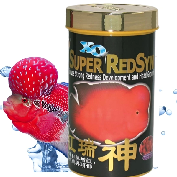 Original Ocean Free Xo Super Red Syn | 280 ml - 100 gm | Strong Redness Development and Head Growth Food For Flowerhorn Cichlid Fish