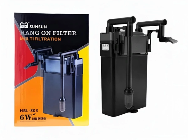SunSun HBL-803 Hang-On Back Aquarium Filter | Silent External Power Filter with Surface Skimmer for Freshwater & Planted Tanks (Up to 150 Litres)