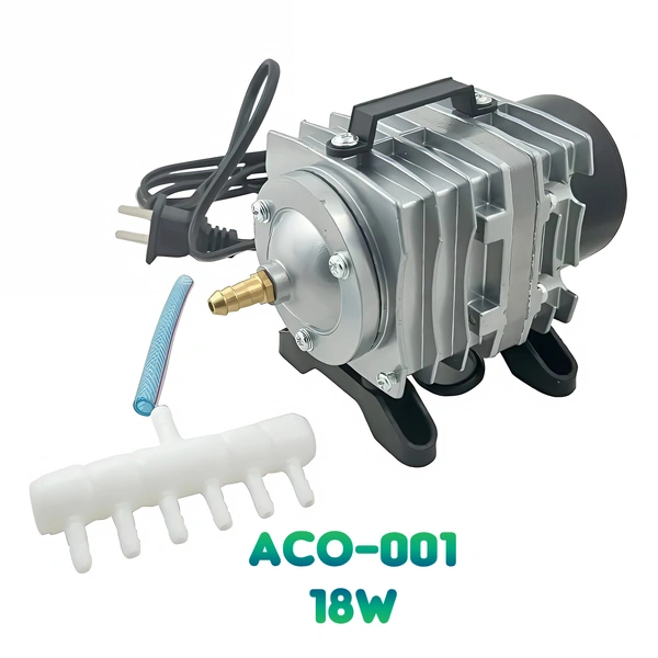 ACO-001 18W Electromagnetic Air Pump - High-Volume Oxygen Compressor & Aerator for Aquariums, Fish Farms, and Hydroponics