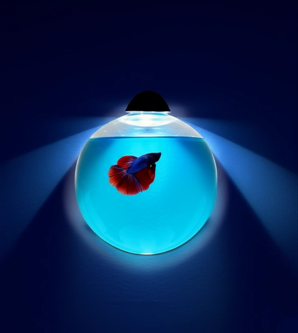 Wall Hanging Betta Fish Aquarium – Crystal Clear Plastic Fish Bowl with Free LED Light