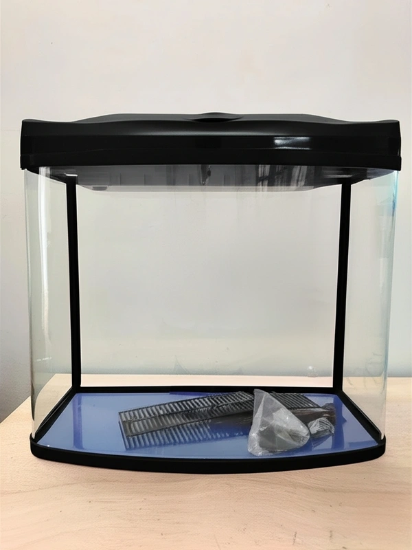 RS 480A 55L Curved Glass Aquarium with 6W LED Light & Built-in Top Filter – Stylish Fish Tank for Home & Office