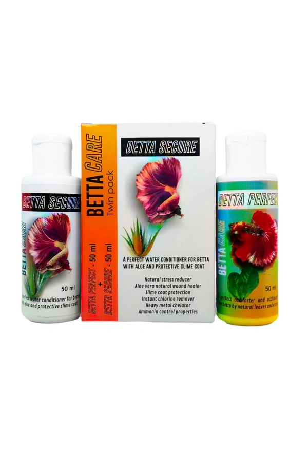 Betta Secure & Betta Perfect Water Conditioner Twin Pack (2 x 50ml) – Stress Reducer, Chlorine Remover & Slime Coat Protection for Betta Fish