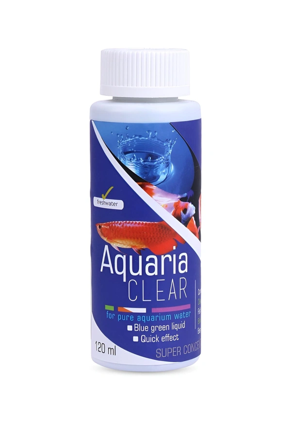 Aquaria Clear Aquarium Water Conditioner Aquatic Remedies – 120ml | Quick Action, Blue-Green Liquid for Freshwater Aquariums