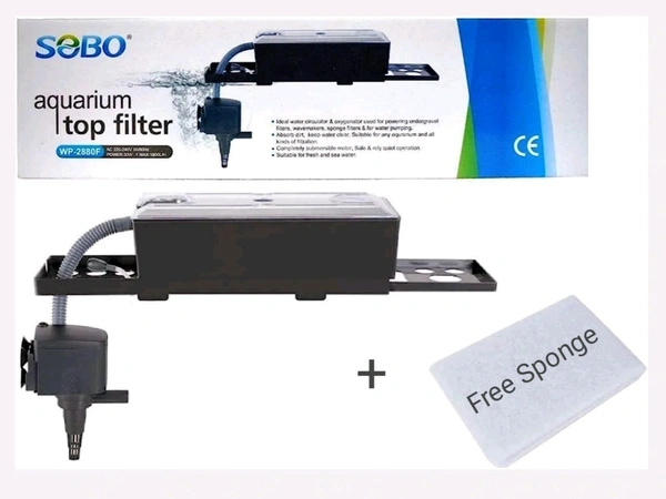 SOBO Top Filter WP-2880F For Aquarium|30Watt, 1800L/H|Free Sponge 