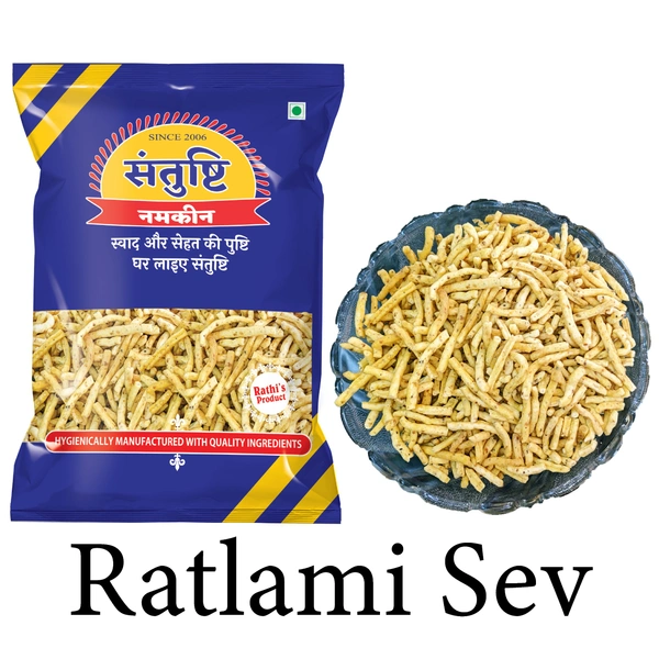 SANTUSHTI NAMKEEN | RATLAMI SEV |Crispy and Flavorful Snack with added Laung Flavour, Made in Groundnut Oil - 400 Gms