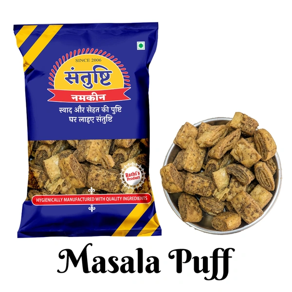 SANTUSHTI NAMKEEN Masala Puff, methi flavoured Khasta Mathri - 200 gms