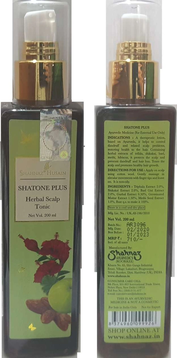 Shahnaz Husain Shatone Plus Herbal Scalp Tonic - 200ML - 200mlt