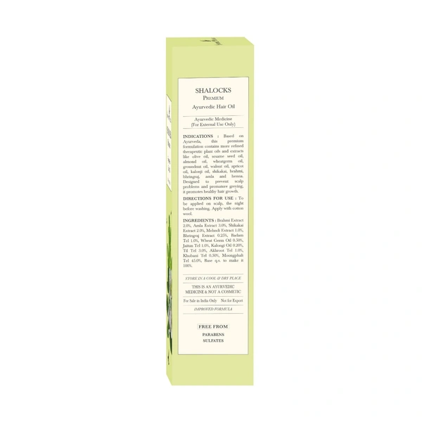 Shahnaz Husain Shalocks Premium Ayurvedic Oil- 200ML - 200mlt