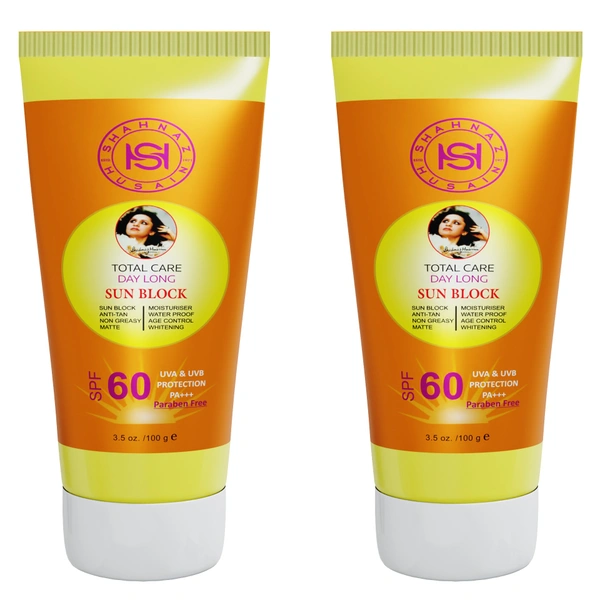 Shahnaz Husain Total Care Day Long Sun Block – SPF-60 – 100GM (Pack Of 2)