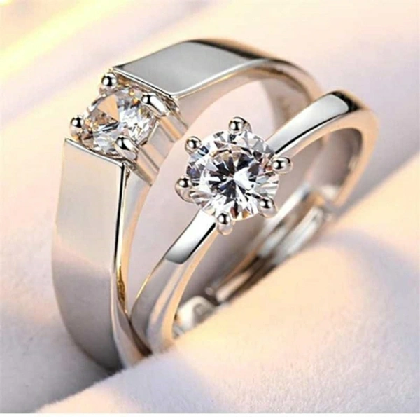 Couple Ring - Ring Size Adjustable, silver