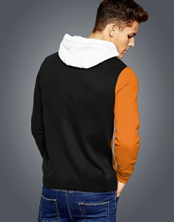 Eyebogler Color Block Men Hooded Neck Multicolor T-Shirt - Black-White-Indigo Royal, L