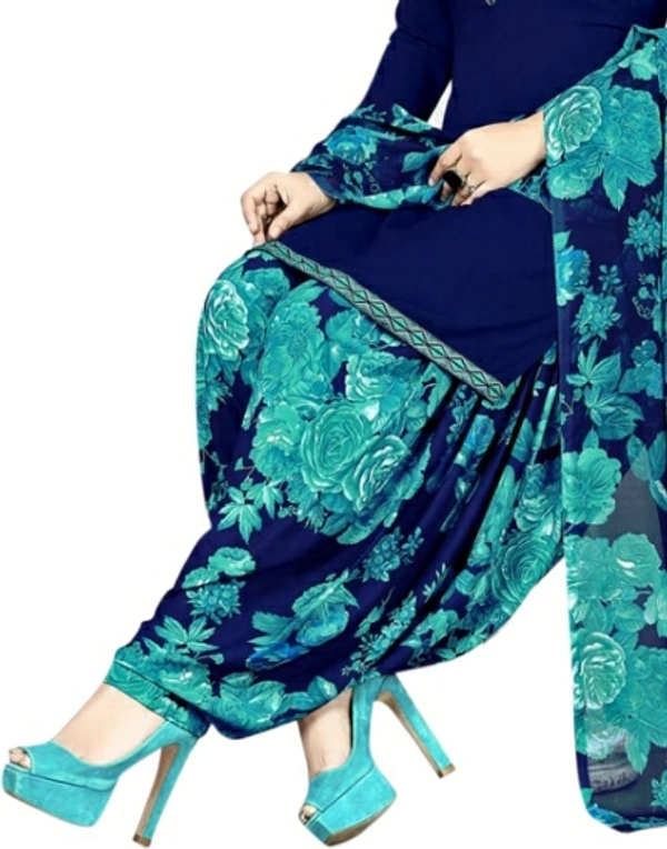 SAARA Crepe Solid, Floral Print, Printed Salwar Suit Material - Dark Blue, 14 Days Return Policy, No questions asked