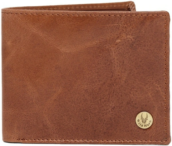 WILDHORN Men Formal Brown Genuine Leather Wallet - Brown