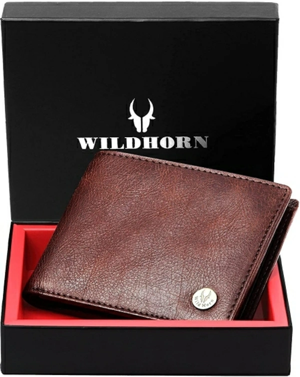 WILDHORN Men Formal Brown Genuine Leather Wallet - Brown