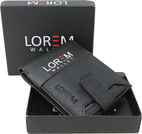 LOREM Men Casual Black Artificial Leather Wallet - Black
