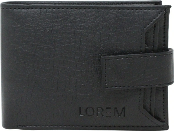 LOREM Men Casual Black Artificial Leather Wallet - Black