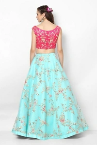 SkyTara Embroidered Semi Stitched Lehenga Choli - 14 Days Return Policy, No questions asked., Free, pink