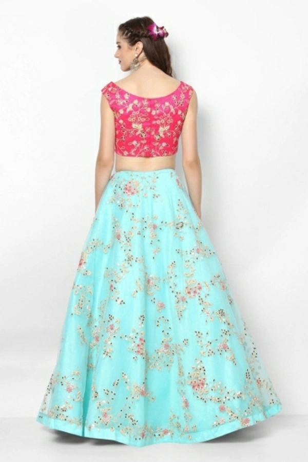 SkyTara Embroidered Semi Stitched Lehenga Choli - 14 Days Return Policy, No questions asked., Free, pink