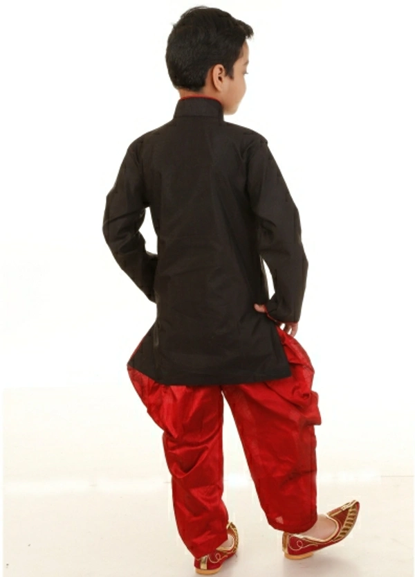 FIERA FASHION Boys Festive & Party Kurta, Dhoti Pant & Dupatta Set - Black, 2 - 3 Years