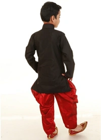 FIERA FASHION Boys Festive & Party Kurta, Dhoti Pant & Dupatta Set - Black, 4 Years, 