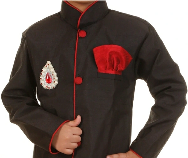 FIERA FASHION Boys Festive & Party Kurta, Dhoti Pant & Dupatta Set - Black, 4 Years, 