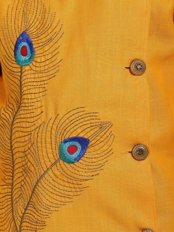 AHHAAAA Boys Casual Angarkha and Dhoti Pant - Yellow, 18 - 24 Months