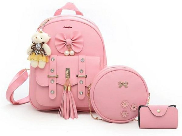 Cream Leather backpacks for women college bag for girls casual