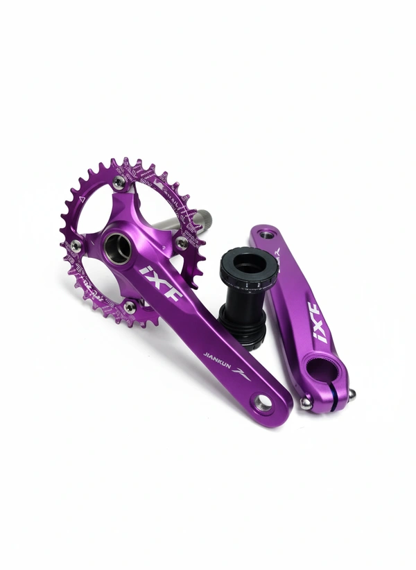 IXF MTB Crankset 104BCD Bike Crank 170mm Snail Chainring purple slick 1 speed (1x )hollowtech