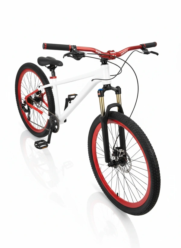 Custom Build mtb stunt cycle White  and red  combination with Alloy-steel body