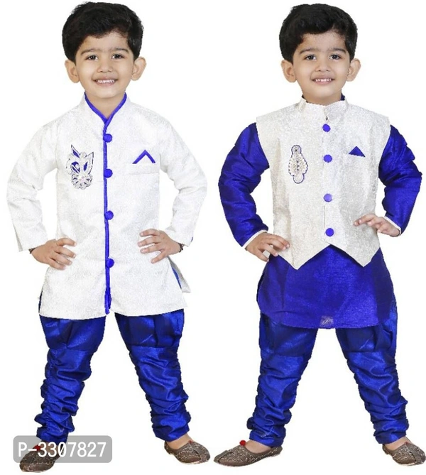 Silk Set For Boys - Delivery within 6-8 business days., Art silk, Return Within 7 days of delivery. Full Refund., Free shipping, 2-3 years, Ethnic jacket