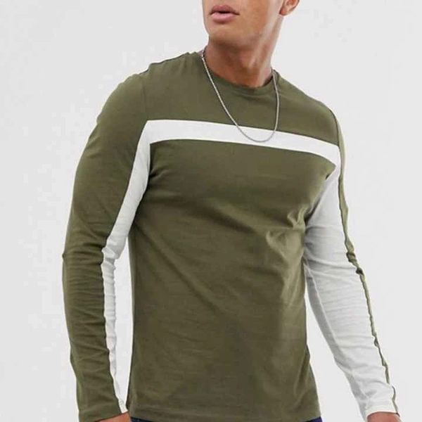 Colour Block Long Sleeve T-shirt - cotton, XL
