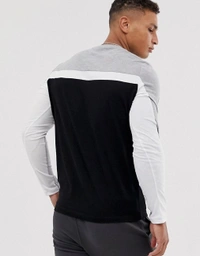 Grey White Black Cut & Sew Tshirt - cotton, M