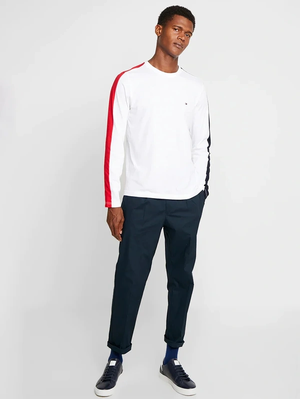 Striped White Slim Fit T-shirt - cotton, S