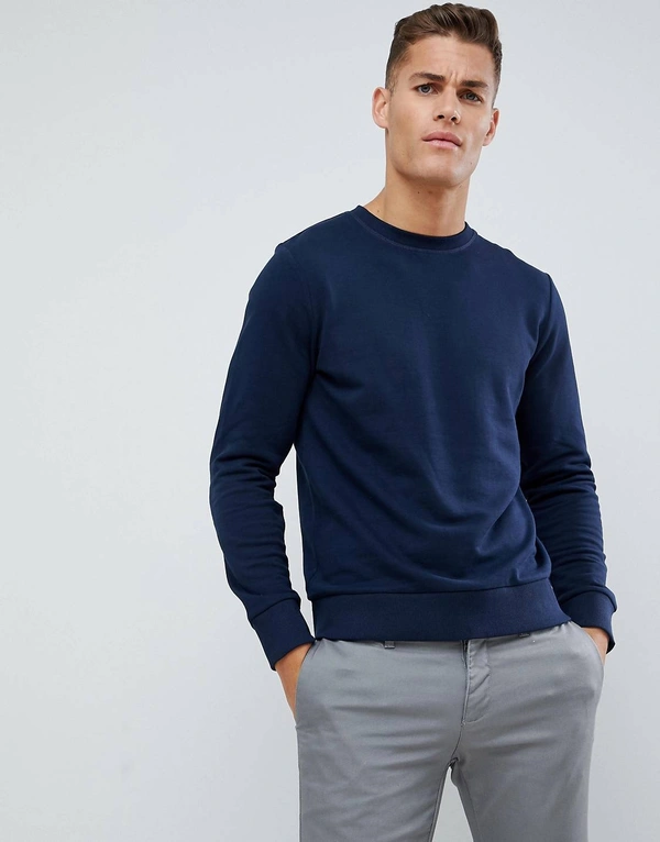 Essentials crew neck sweatshirt in navy - Cotton fleece, M