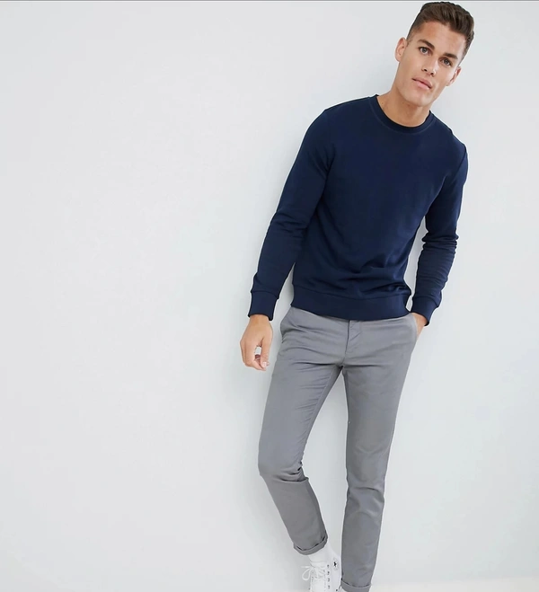 Essentials crew neck sweatshirt in navy - Cotton Fleece, XL