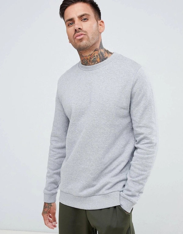 DESIGN organic sweatshirt in grey - cotton fleece, L