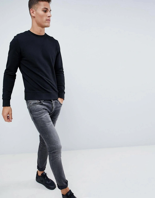 Essentials Black Sweatshirt - cotton fleece, M