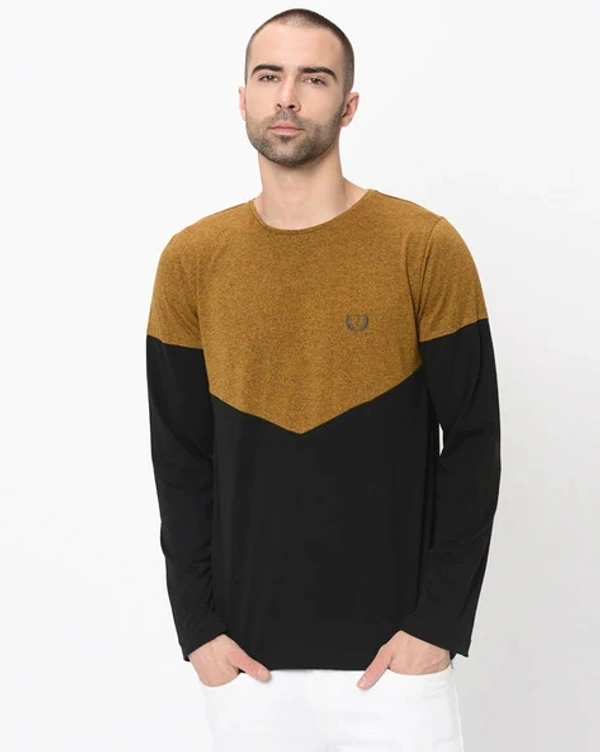 Striped Slim Fit Crew- Neck T-shirt - cotton blend, M (Chest Size: 38 in, Length Size: 27.5 in) 